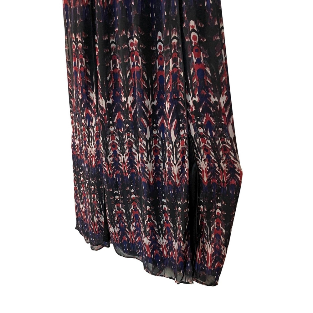 H & M Red Blue Black Lace Ikat Sleeveless Maxi Dress Pleats Slits Boho Artsy 2 - Picture 3 of 11